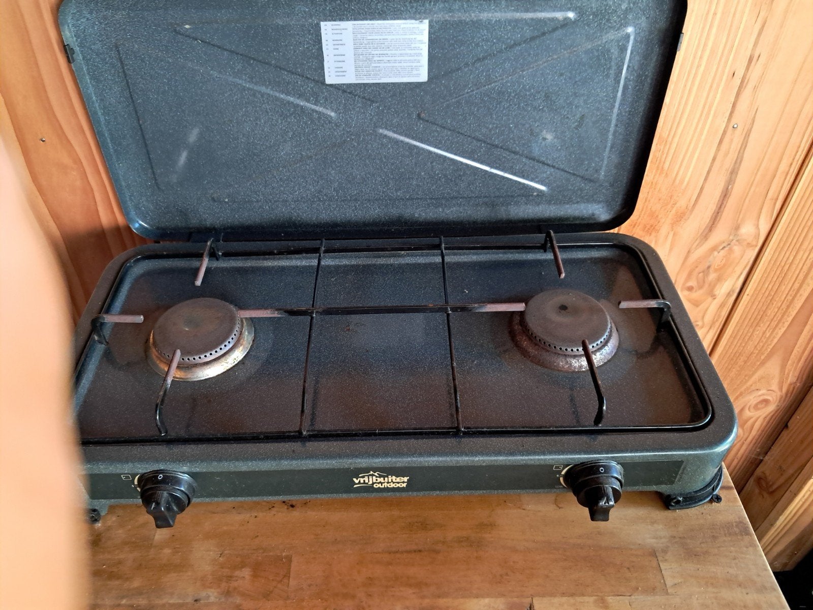 Vrijbuiter Outdoor 2-pits gasfornuis met gasslang, Caravans en Kamperen, Ophalen