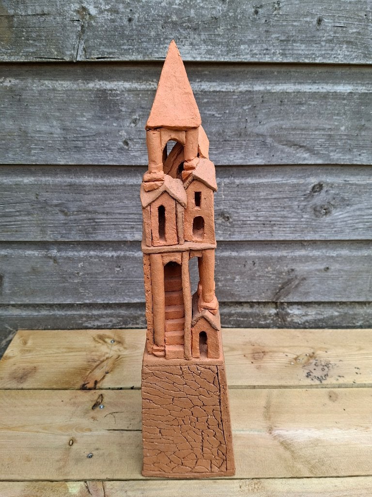 Toren van Arie J. Bouter, Antiek en Kunst, Kunst | Beelden en Houtsnijwerken, Ophalen, Handgemaakt, Natuurlijk materiaal, Beeld