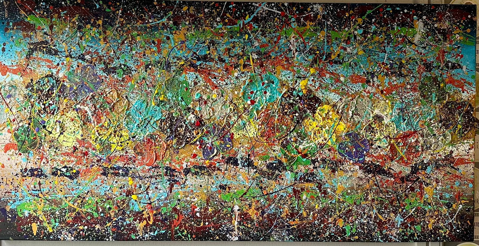 Valera- Kleurrijke abstract Bloemen-Handgeschilderd- Uniek, Ophalen of Verzenden