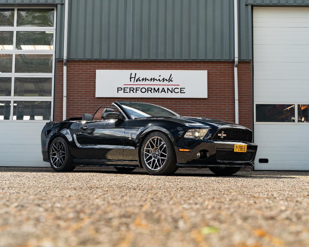 '11 Ford Mustang Shelby GT500 Cabrio Handgeschakeld, Auto's, Cabriolet, 4 stoelen, Zwart, Leder