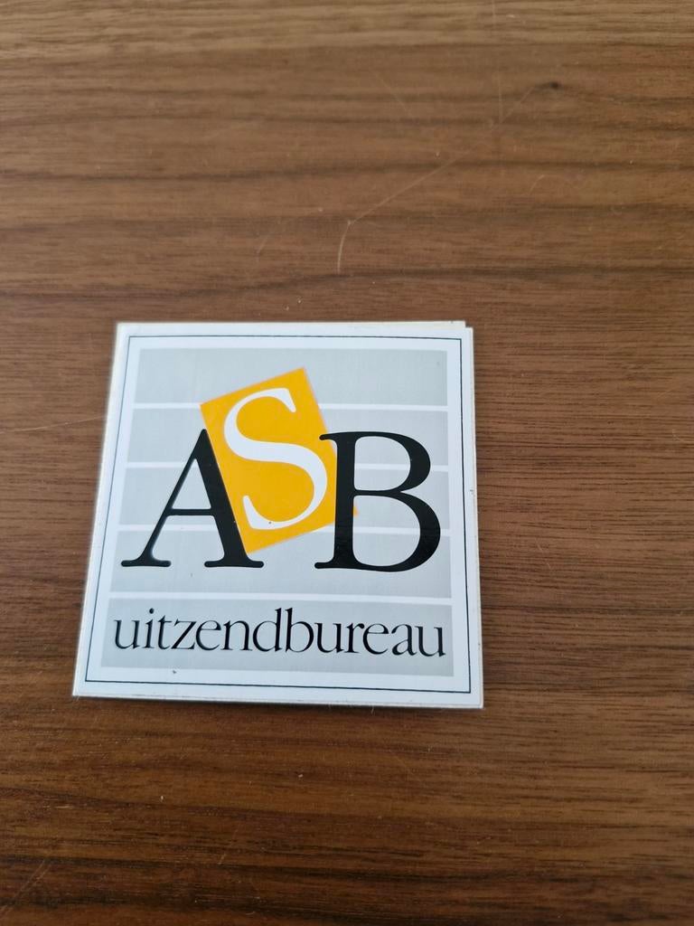 7839 ASB Uitzendbureau Sticker - Vintage Reclame, Ophalen of Verzenden, Gebruikt, Reclamebord
