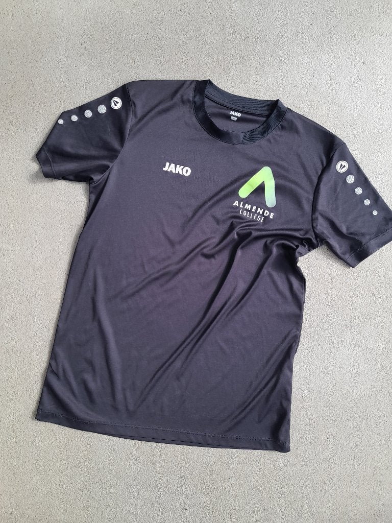 Almende college sport shirt maat 164, Zwart, Overige maten, Ophalen of Verzenden, Zo goed als nieuw