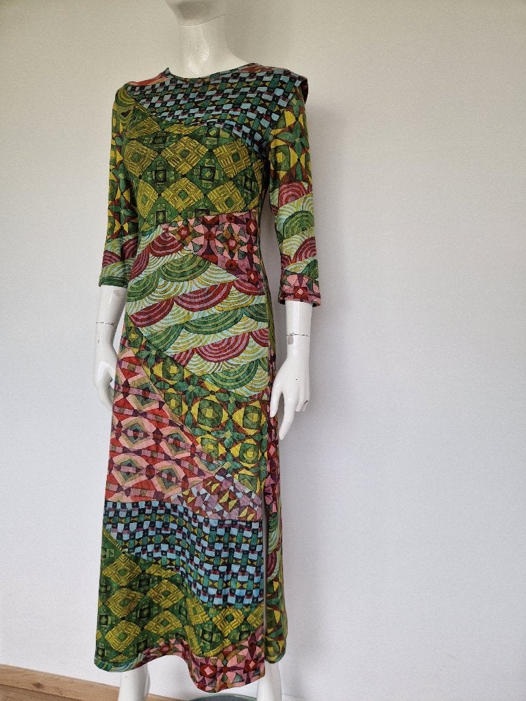 Aldo Martins midi jurk. Maat 36, Kleurrijke print., Aldo Martins, Overige kleuren, Nijmegen, Verhip-vintage.nl