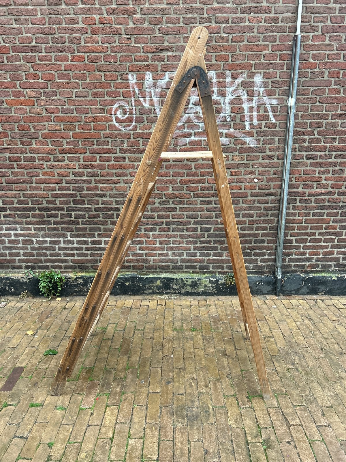 Brocante schildersladder - Decoratief en functioneel, Doe-het-zelf en Verbouw, Ophalen of Verzenden, Gebruikt, Ladder, 2 tot 4 meter
