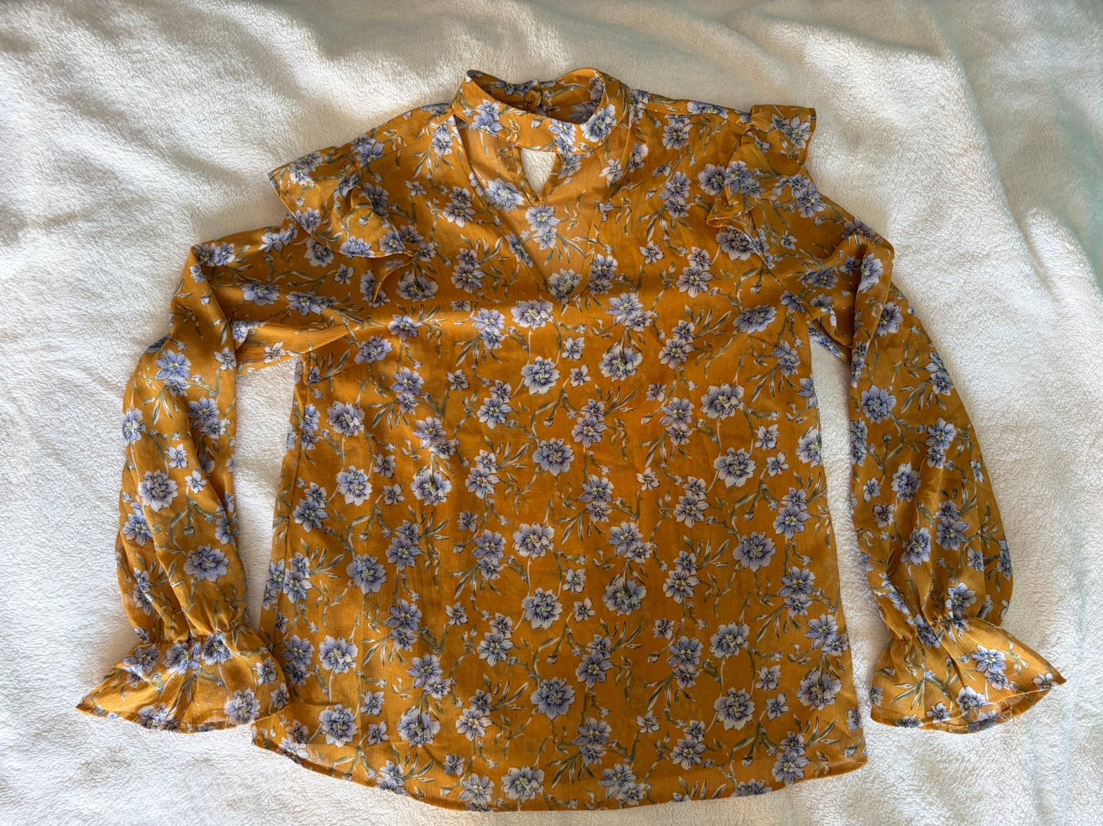 Dames blouse met print, Verzenden, Zo goed als nieuw, Maat 38/40 (M), Geel