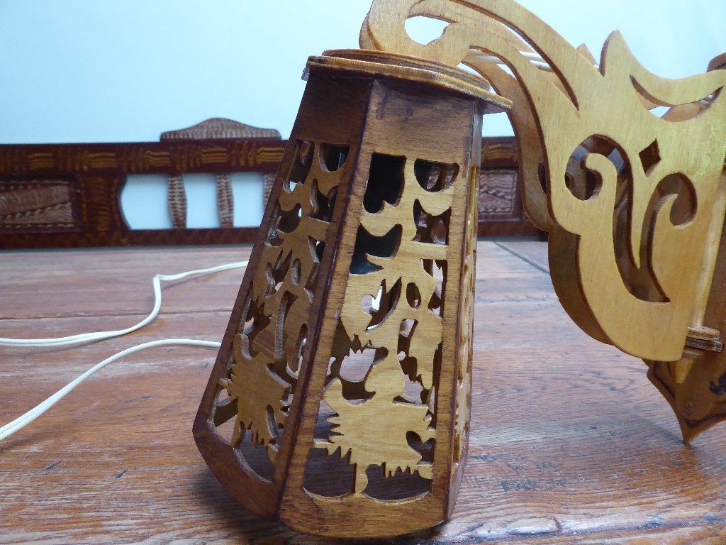 Vintage houten wandlampje, Ophalen of Verzenden