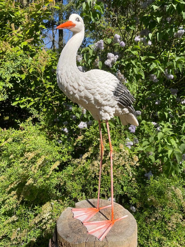 Ooievaar, tuin, baby, boerderij, vijver, dierentuin 80cm, Ophalen, Nieuw, Kunststof, Dierenbeeld