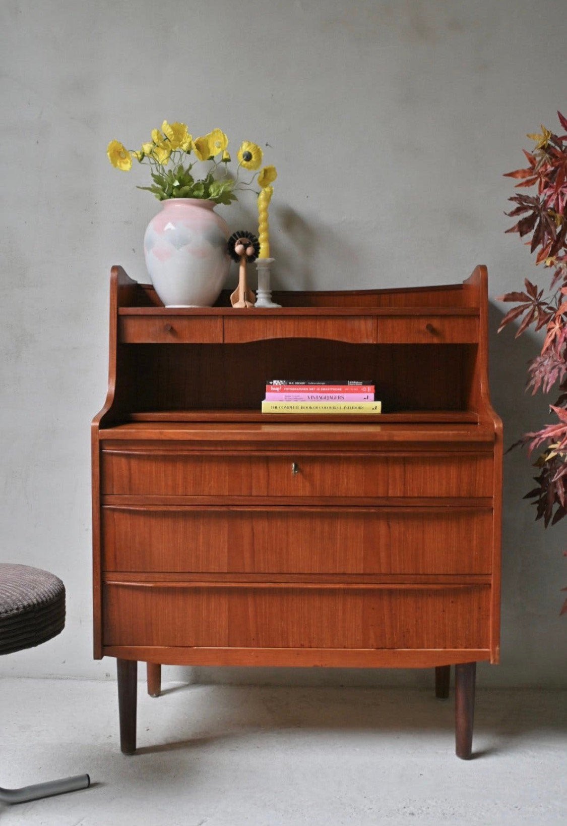 Deens Design secretaire/kaptafel met verborgen spiegel, Ophalen, Deens Design, Deens Design, Deens Design