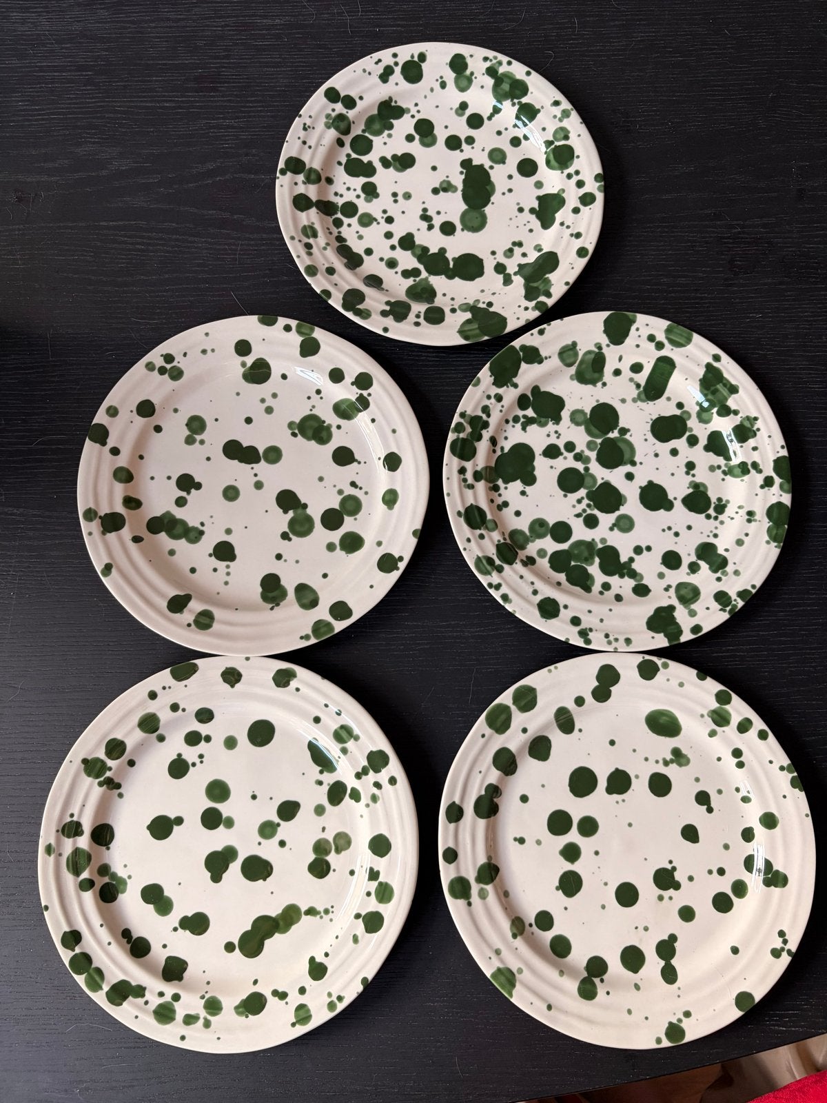 H&M Home Keramieken bordjes 20,5 cm - Groene spetters, Huis en Inrichting, Keuken | Servies, Ophalen, Keramiek, Zo goed als nieuw