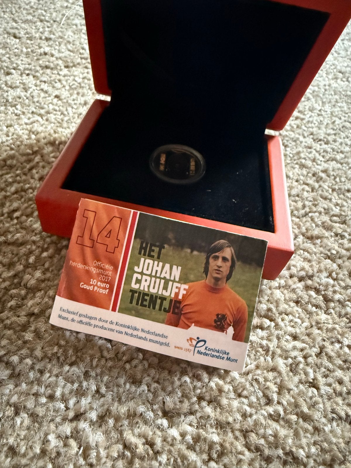 Johan Cruijff Tientje 2017 - Gouden Herdenkingsmunt, Ophalen, Koningin Beatrix, Euro's, Goud