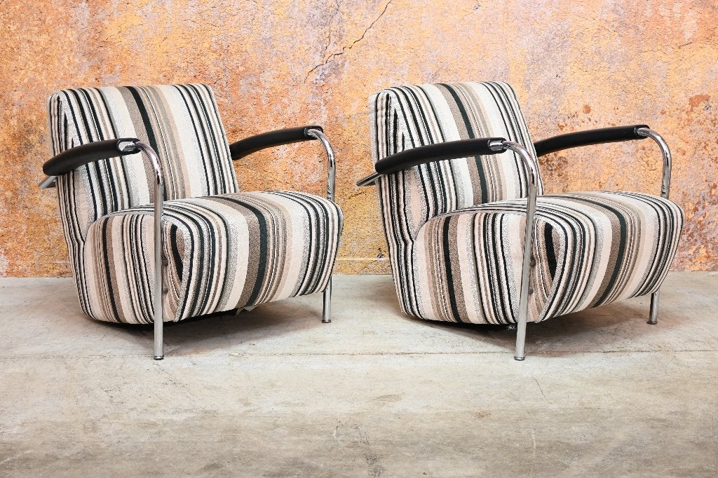 ZGANieuw 2 stoffen Leolux Scylla design fauteuils, Leolux, Leolux, 75 tot 100 cm, Ophalen of Verzenden