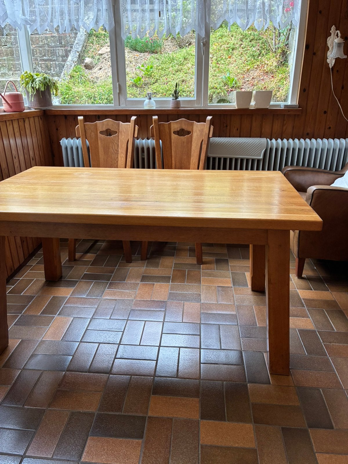 Massief eiken eetkamer tafel te koop met 4 stoelen., Huis en Inrichting, Tafels | Eettafels, Ophalen, 100 tot 150 cm, 50 tot 100 cm
