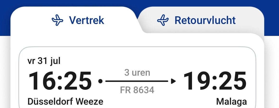 Retour vliegticket Düsseldorf Weeze- Malaga, Tickets en Kaartjes, Eén persoon, Vliegtuig, Met bestemming of datum