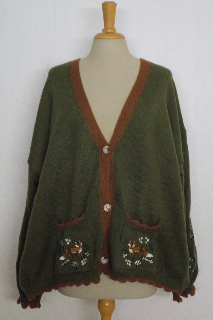 Groen/bruin opvallend leuk vest met borduursels! XXL, Verzenden, Zo goed als nieuw, Maat 46/48 (XL) of groter, Groen