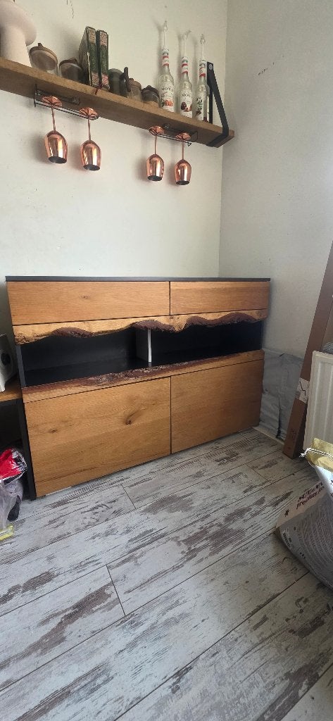 Prachtig massief mangohouten dressoir, Ophalen, 100 tot 150 cm, Met lade(s), Zo goed als nieuw
