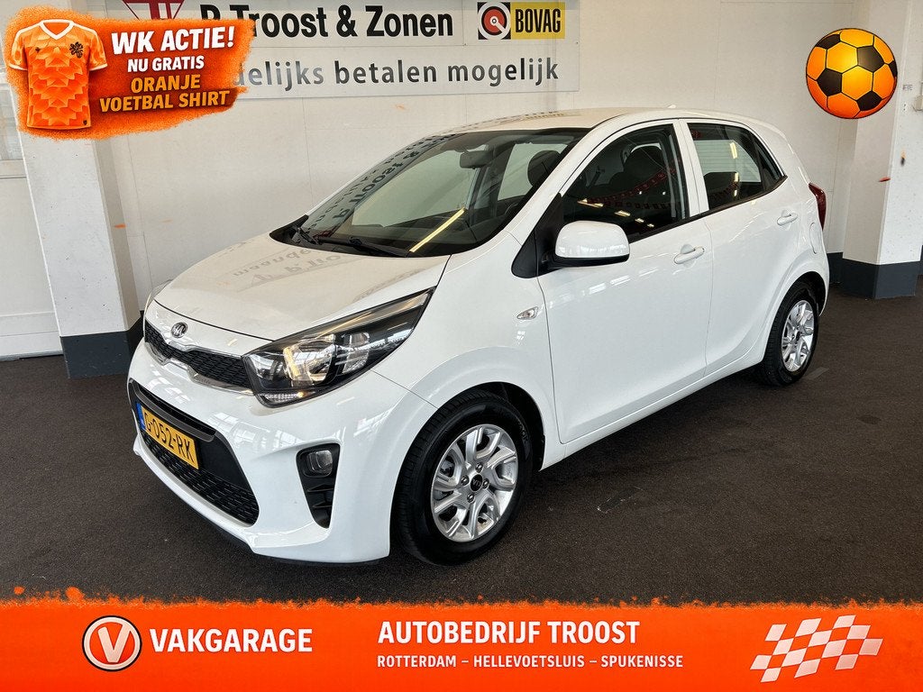 Kia Picanto 1.2 CVVT DynamicLine Automaat | Cruise control |, Auto's, Kia, Stof, Gebruikt, 4 cilinders, Wit
