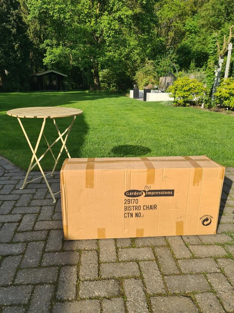 Bistro set: inklapbare tafel en 4 stoelen (nieuw), Ophalen, Nieuw, Metaal, Inklapbaar