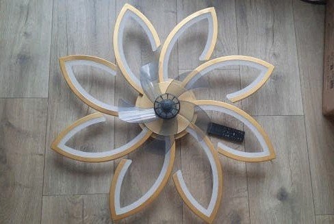 Ventilator Lamp Goud & Glas. Hoogwaardig. Zie beschrijving., Ophalen, Ventilator met afstandsbediening, Zo goed als nieuw, Plafondventilator