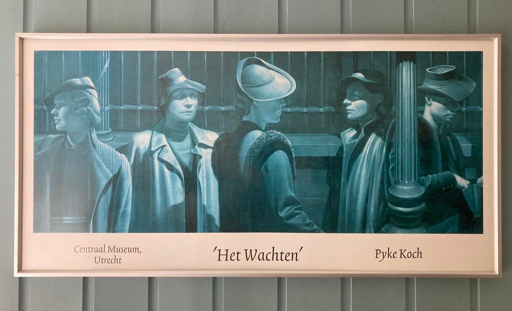 Tentoonstellingsposter Pyke Koch - Vijf wachtende dames, Ophalen, Zo goed als nieuw