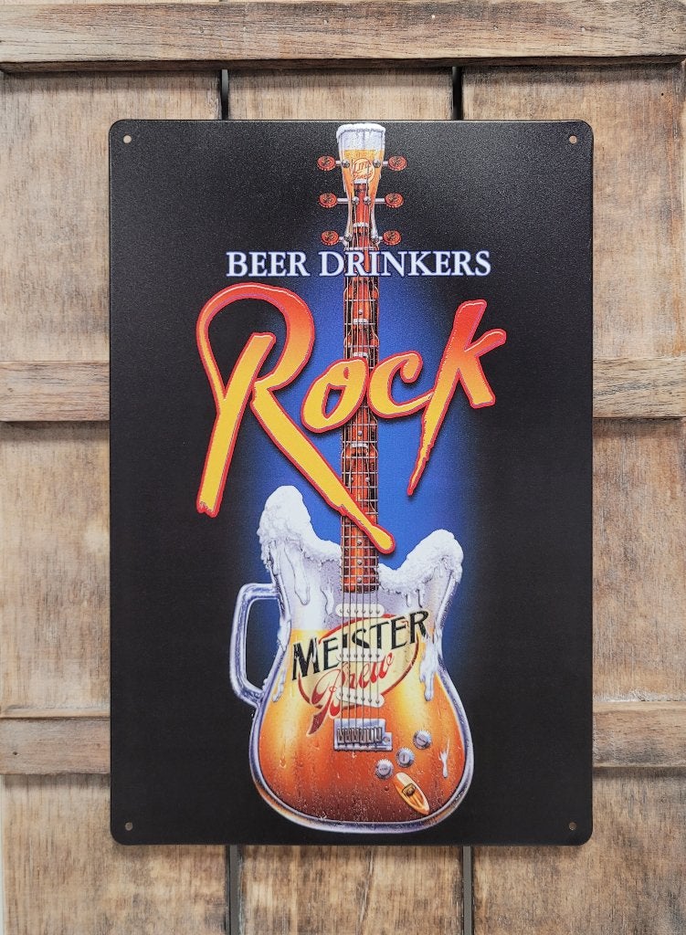 Beer Drinkers Rock Gitaar reclamebord van metaal wandbord, Huis en Inrichting, Woonaccessoires | Wanddecoraties, Info@deconoord.nl