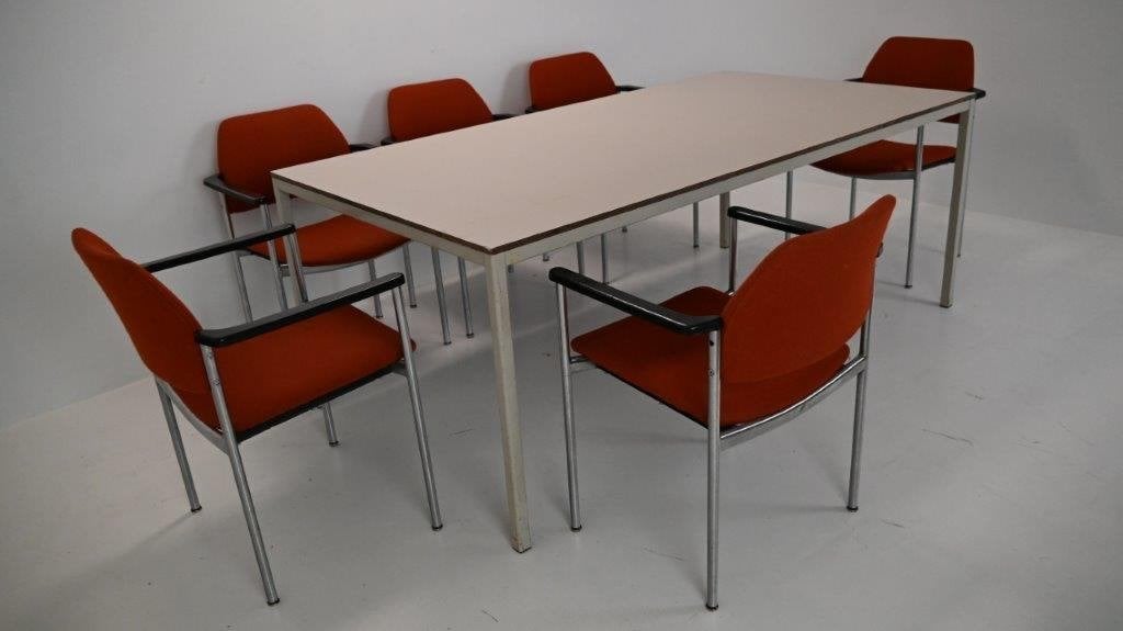 kantoortafel met 6 stoelen, Ophalen, Gebruikt, 195 cm, 105 cm