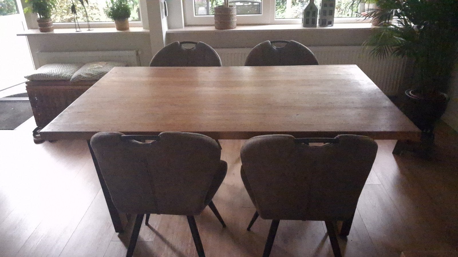 Mooie eettafel Xooon eikenfineer railwaybrown 100x160 v-poot, Ophalen, Gebruikt, Eikenhout, 50 tot 100 cm