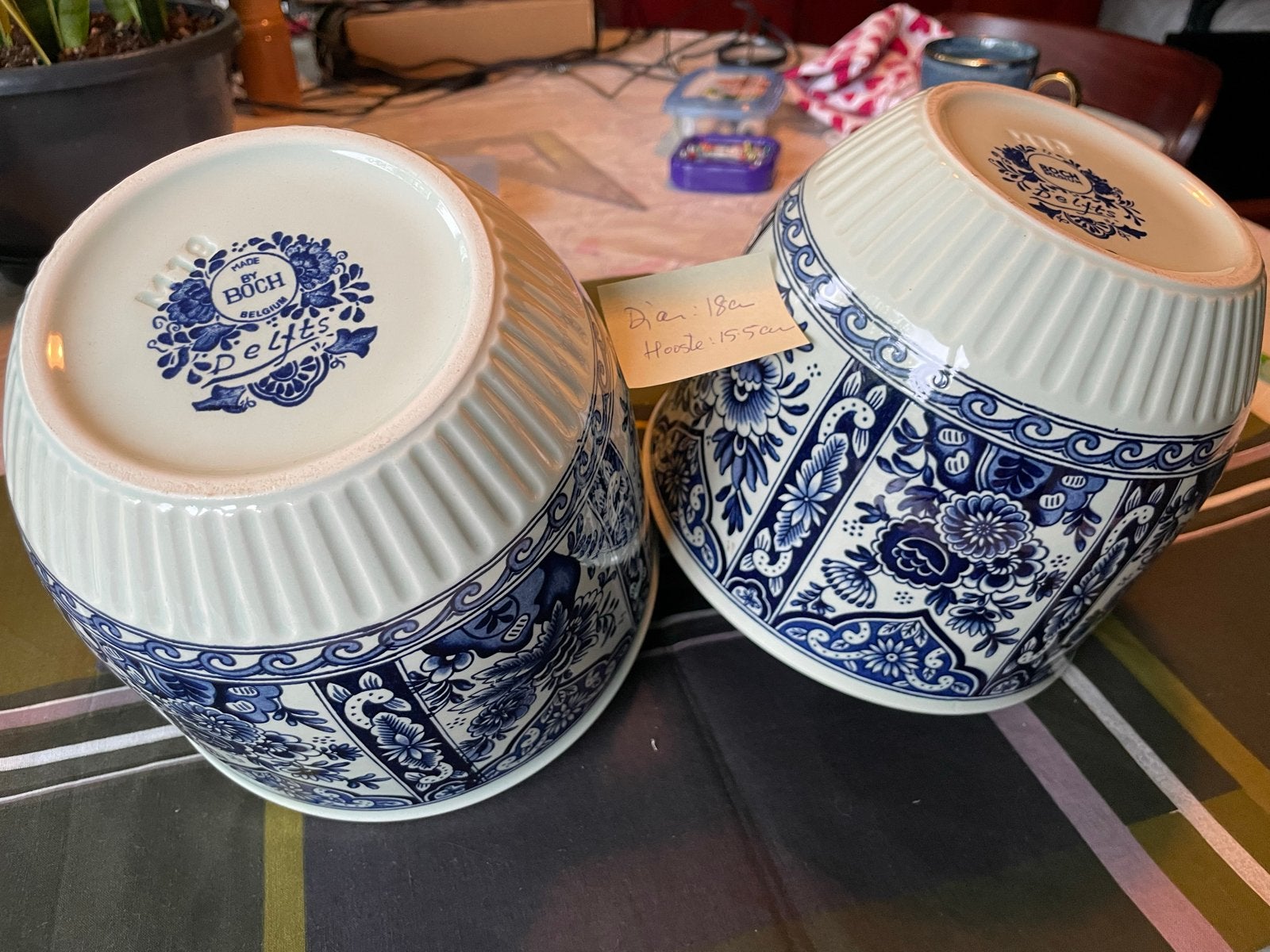 2x Boch Delfts bloempotten M18. Nieuw! Diam 18 cm, Ophalen of Verzenden