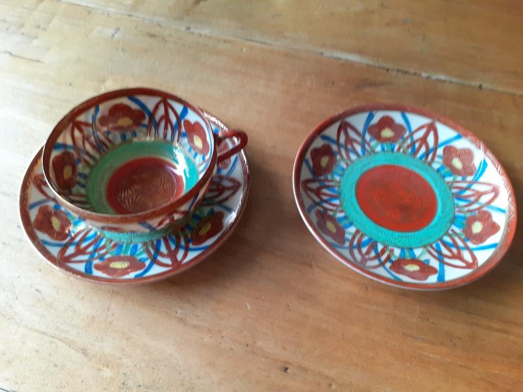 2 Chinese kop en schotels, Antiek en Kunst, Antiek | Servies los, Ophalen of Verzenden
