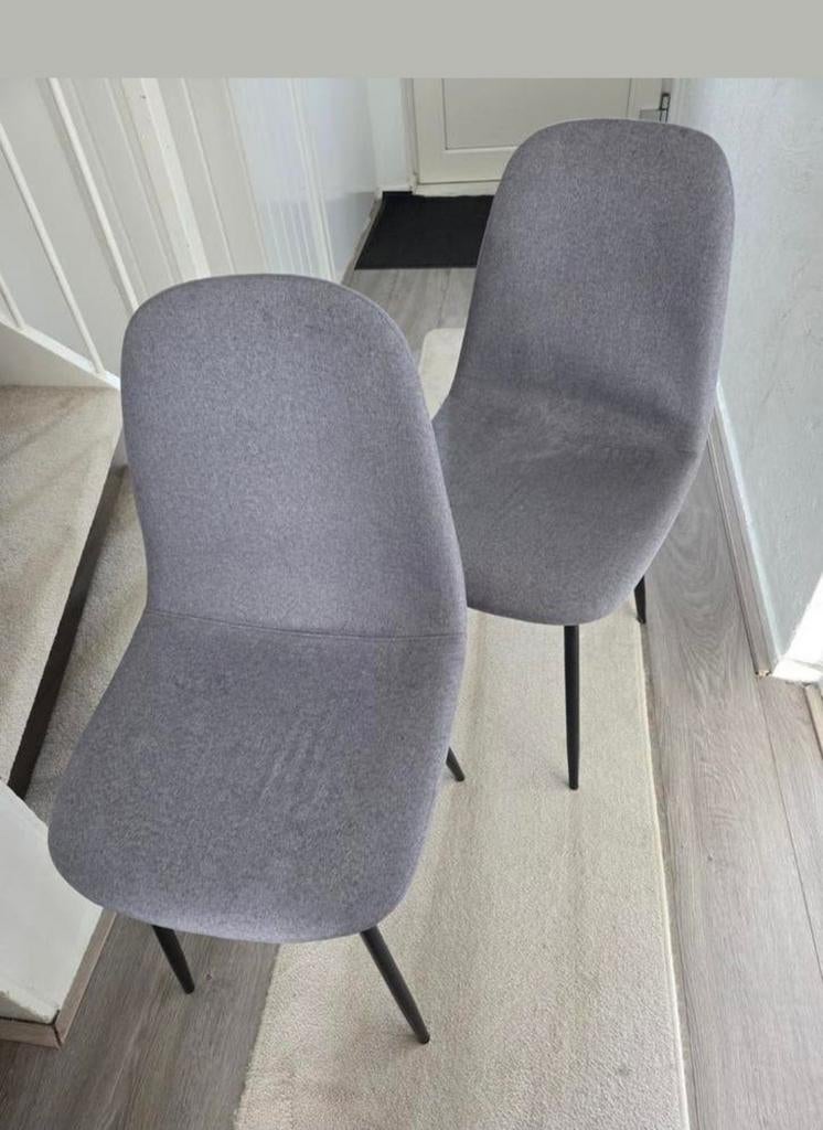 2 grijze stoffen stoelen - rook- en diervrij huis, Ophalen, Gebruikt, Twee, Stof