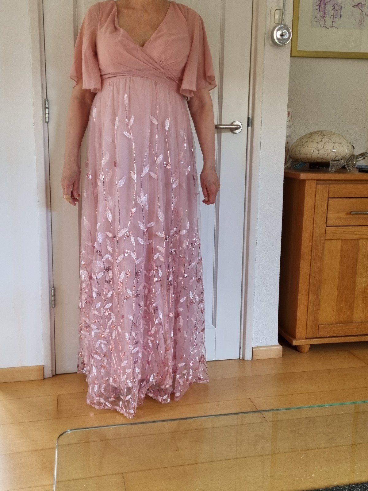 Galajurk , lang,  maat L/ XL, kleur roze met glitter, Galajurk, Maat 42/44 (L), Nieuw, Ophalen of Verzenden