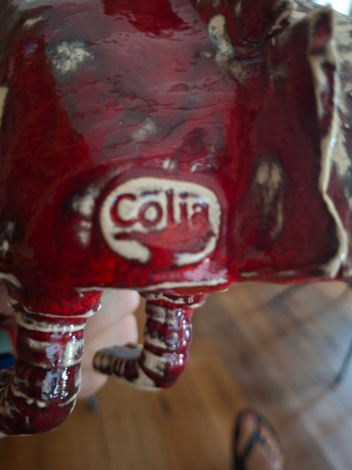 Unieke handgemaakte draak van Colia - Rood/Crème, Ophalen of Verzenden, Zo goed als nieuw, Fantasy
