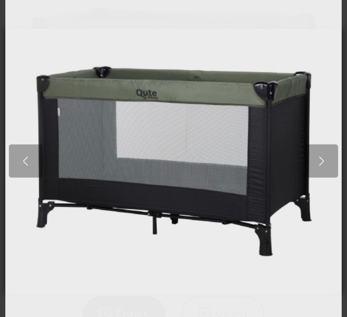 Campingbed Qute Q-sleep met extra matras en hoeslaken, Ophalen, Zo goed als nieuw, Reisbedje