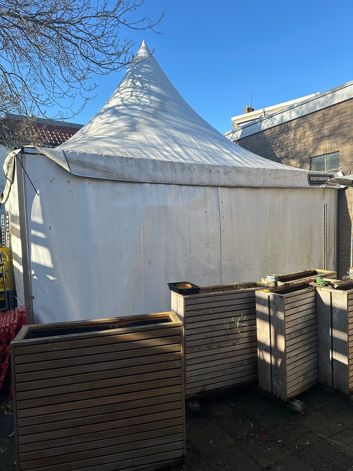 Witte pagode tent 5x5 meter - Ideaal voor evenementen, Tuin en Terras, Ophalen, Gebruikt