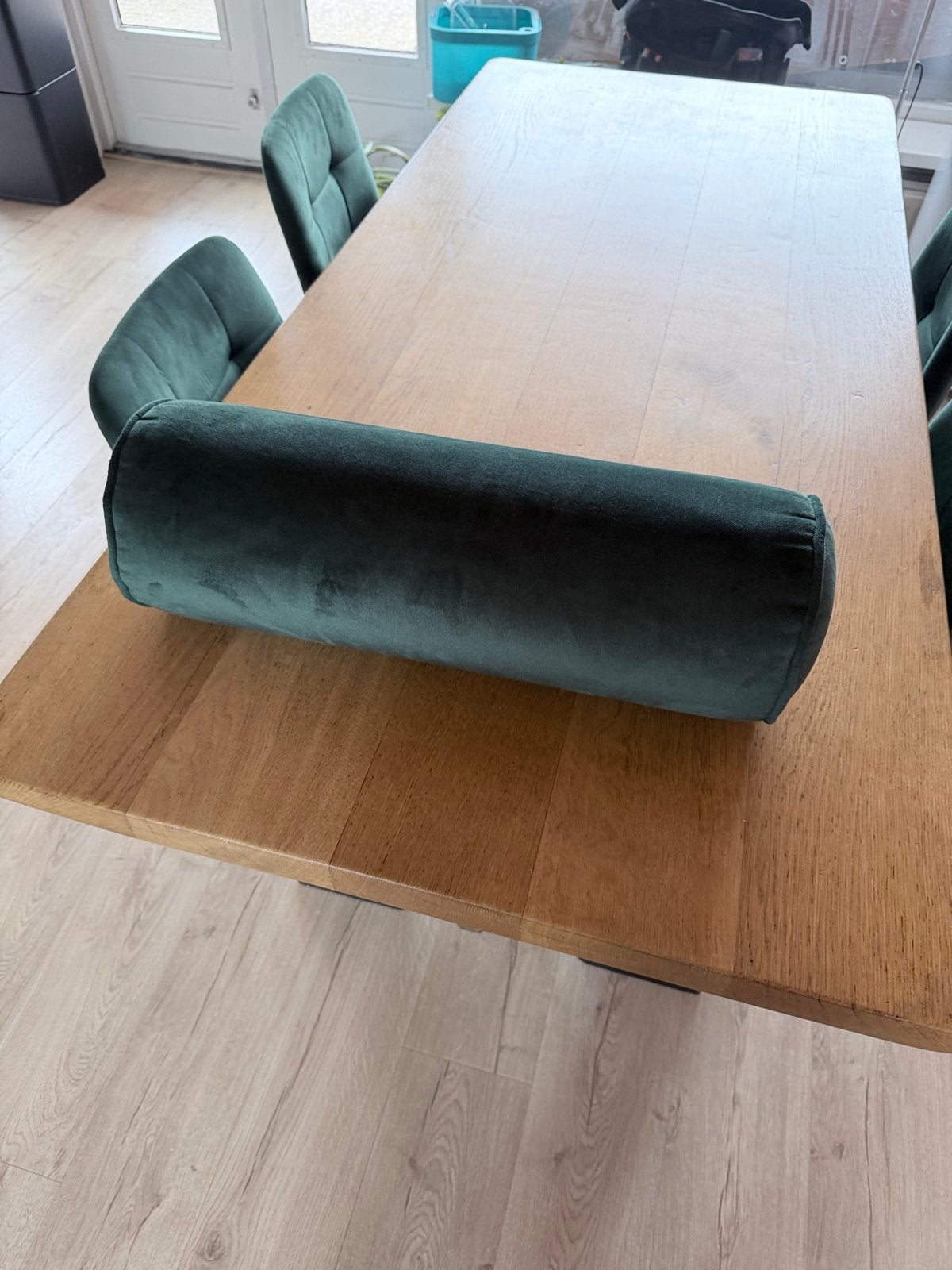 4x Cilinder Sierkussen Bank - Velvet Groen - 55x15 cm, Ophalen, Inclusief binnenkussen, Hoofdkussen, Nieuw