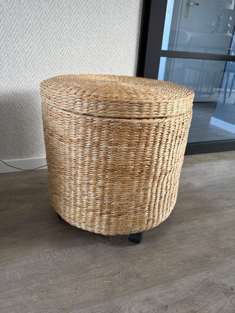 Gevlochten opbergmand, Ophalen, Gebruikt, Rond, Overige materialen