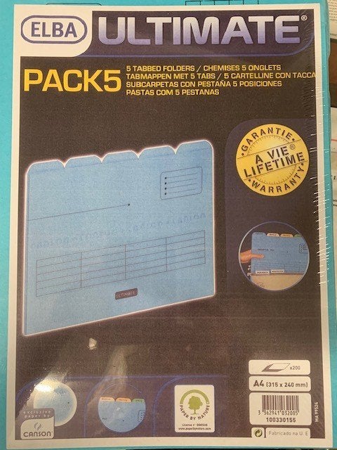 Tabmappen A4 5-packs, kleur blauw Elba, Huis en Inrichting, Kasten | Roldeurkasten en Archiefkasten, Minder dan 50 cm, Nieuw, Ophalen of Verzenden