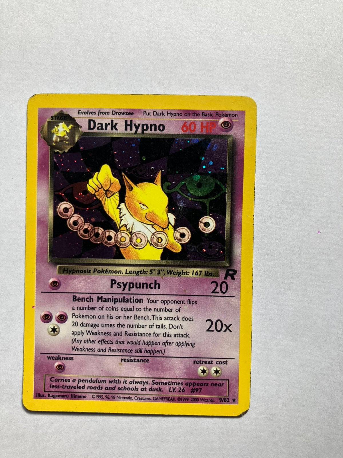 Dark Hypno Holo - Rocket Set Pokémon kaart, Ophalen of Verzenden, Gebruikt