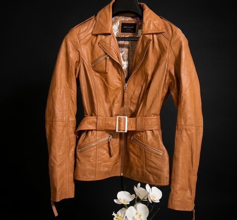 Rino & Pelle Women's 100% Genuine Leather Belted Jacket, Ophalen of Verzenden, Zo goed als nieuw, Maat 38/40 (M), Jack