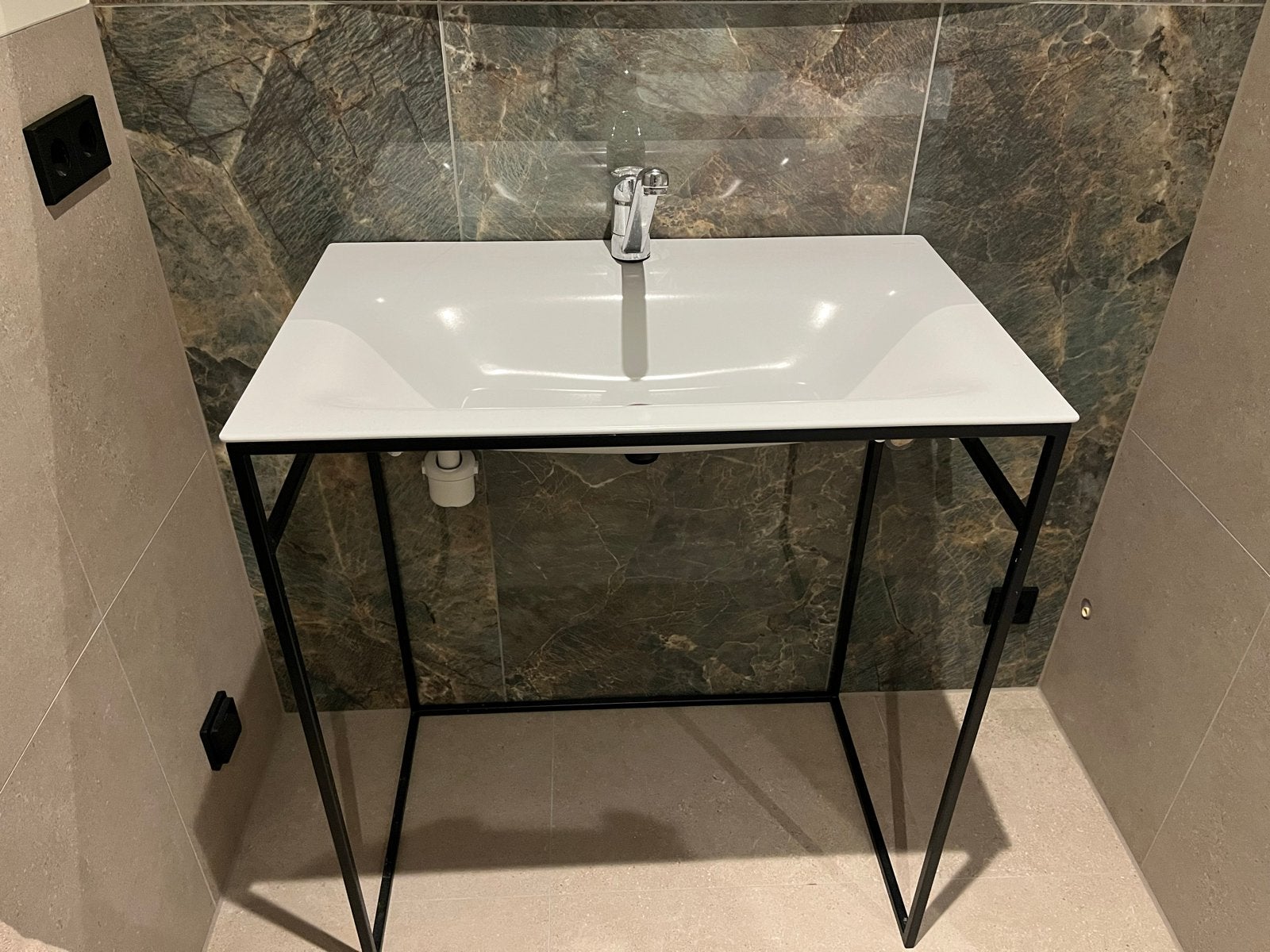 Bette Lux Shape wastafel 80x49,5cm wit met onderstel, Doe-het-zelf en Verbouw, Sanitair, Zo goed als nieuw, Wastafel, Ophalen