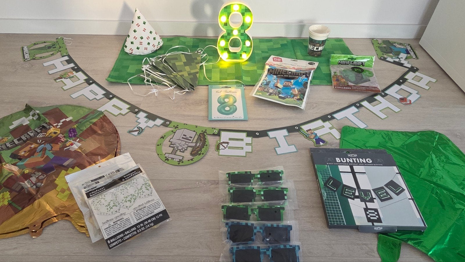 Minecraft Feestpakket - set voor verjaardag (8 jaar), Ophalen, Versiering, Verjaardag