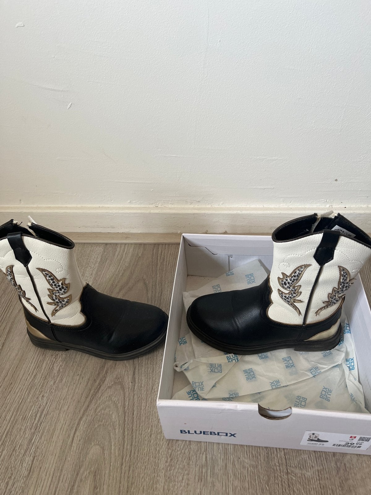 Stoere cowboylaarzen voor kinderen - Zwart/Wit, Kinderen en Baby's, Ophalen, Gebruikt, Meisje, Laarzen