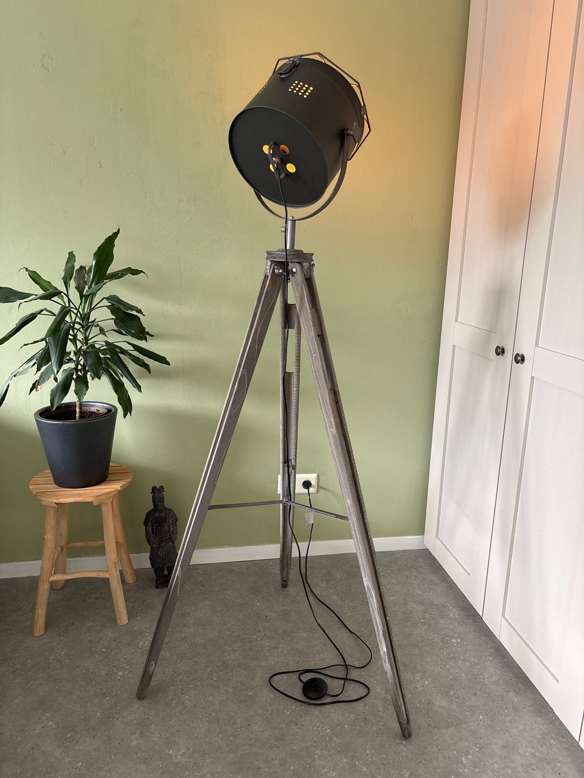 Industriële stoere Vloerlamp met Statief  Spotlight Stijl, Ophalen, Gebruikt, E27 (groot), 150 tot 200 cm