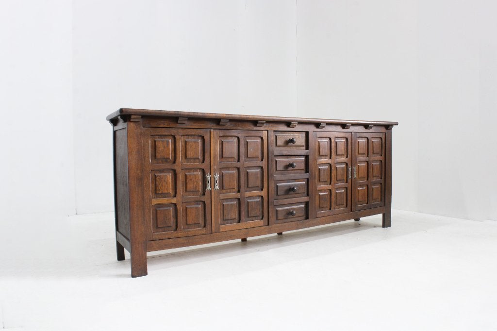 Vintage Brutalist sideboard 1970s, Huis en Inrichting, Kasten | Dressoirs, 150 tot 200 cm, Ophalen of Verzenden, 25 tot 50 cm