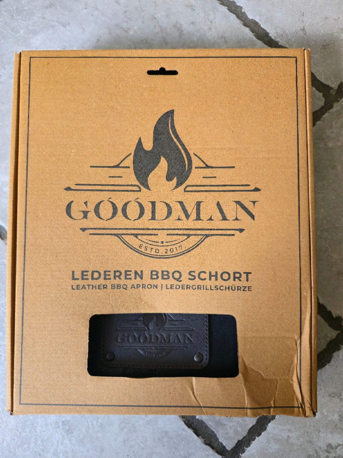 Goodman Lederen BBQ Schort Zwart - Nieuw & Ongebruikt, Ophalen of Verzenden, Nieuw, Goodman