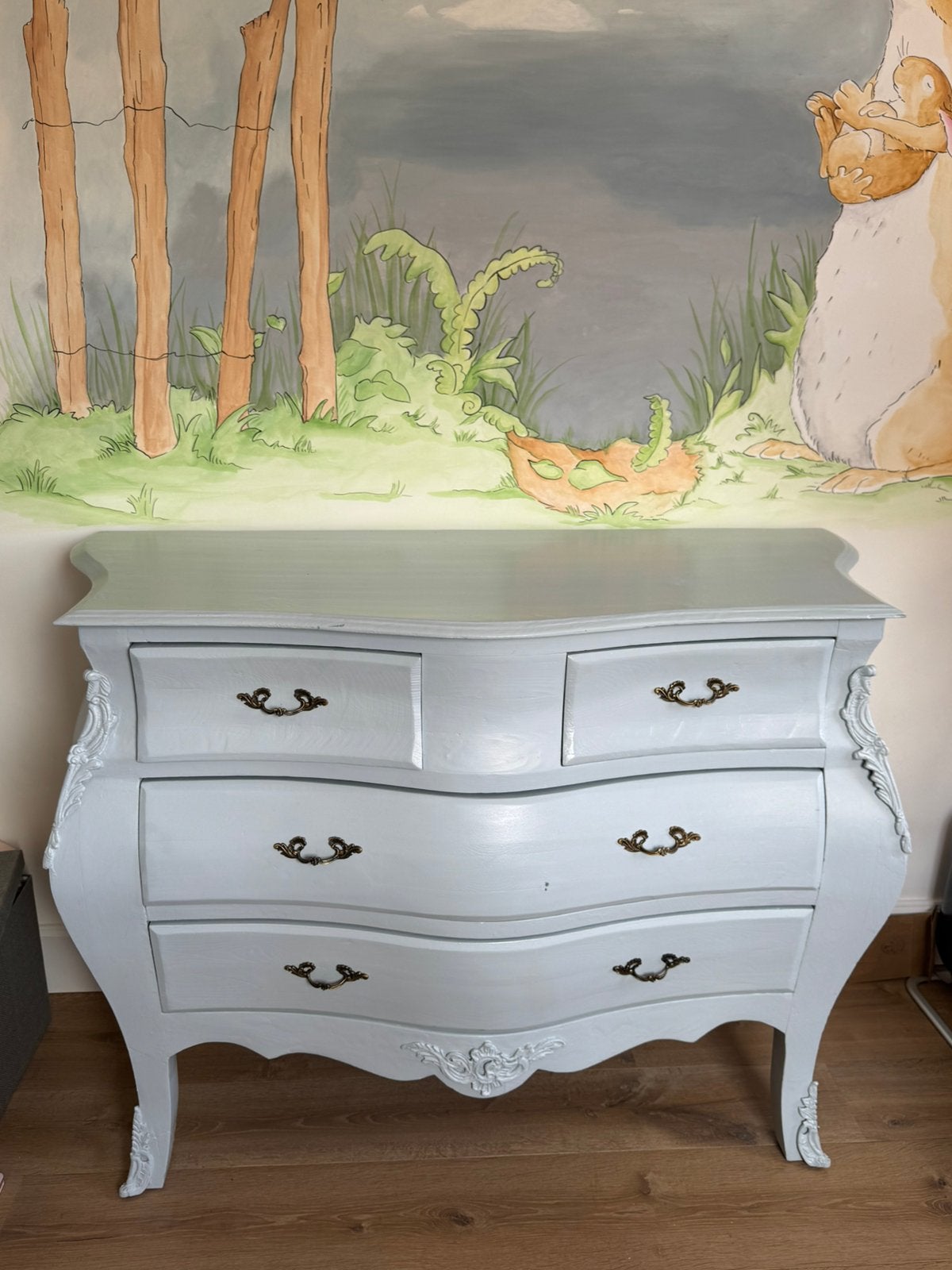 Brocante ladekast buikkast, Huis en Inrichting, Kasten | Ladekasten, Ophalen, 50 tot 100 cm, Zo goed als nieuw, 3 of 4 laden