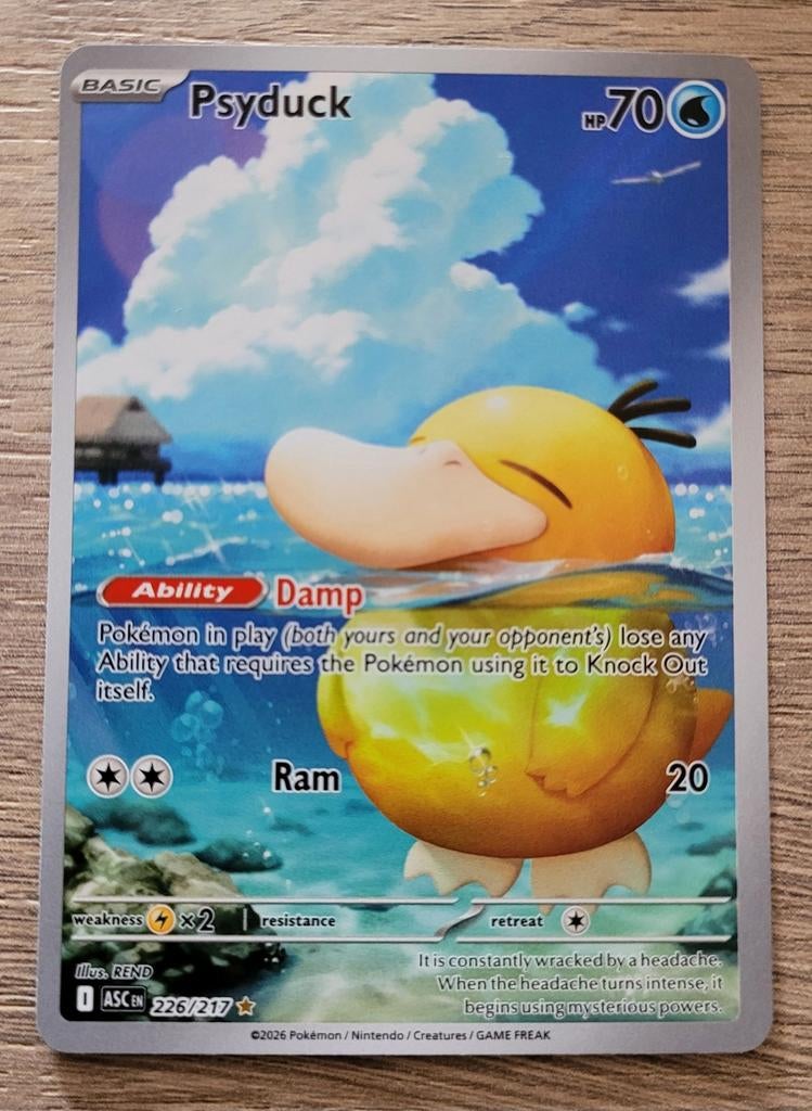 Psyduck 226/217 Illustration Rare Ascended Heroes NM/M, Hobby en Vrije tijd, Verzamelkaartspellen | Pokémon, Ophalen of Verzenden