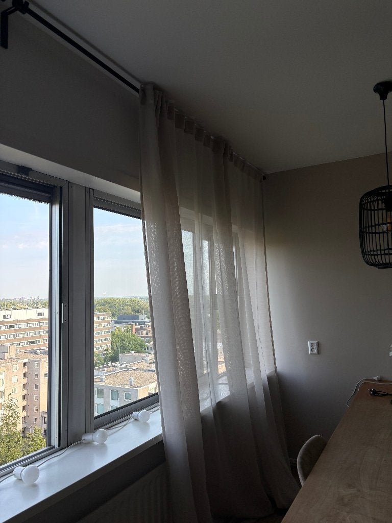 Vitrage Gordijn met roede, Ophalen, 300 cm, Beige, Zo goed als nieuw