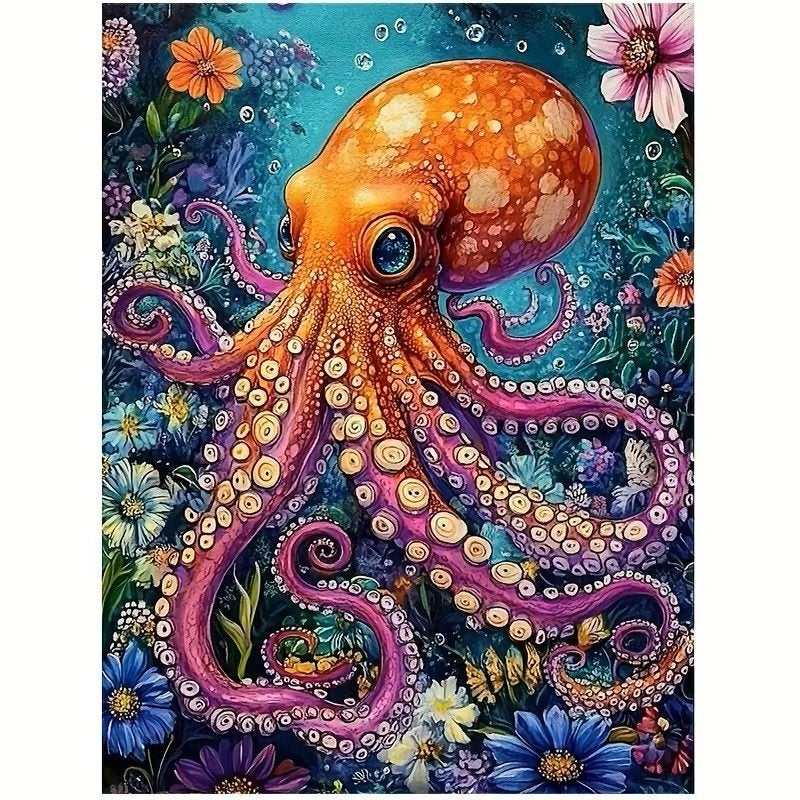 50x40cm Diamond Painting octopus (vierkant) nr 30, Nieuw, Meerkleurig, Ophalen of Verzenden, Overige materialen