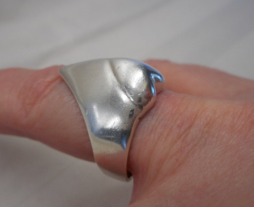 Zilveren modernist ring met hart maat 19 nr.306, Verzenden, 19 tot 20, Zo goed als nieuw, Dame