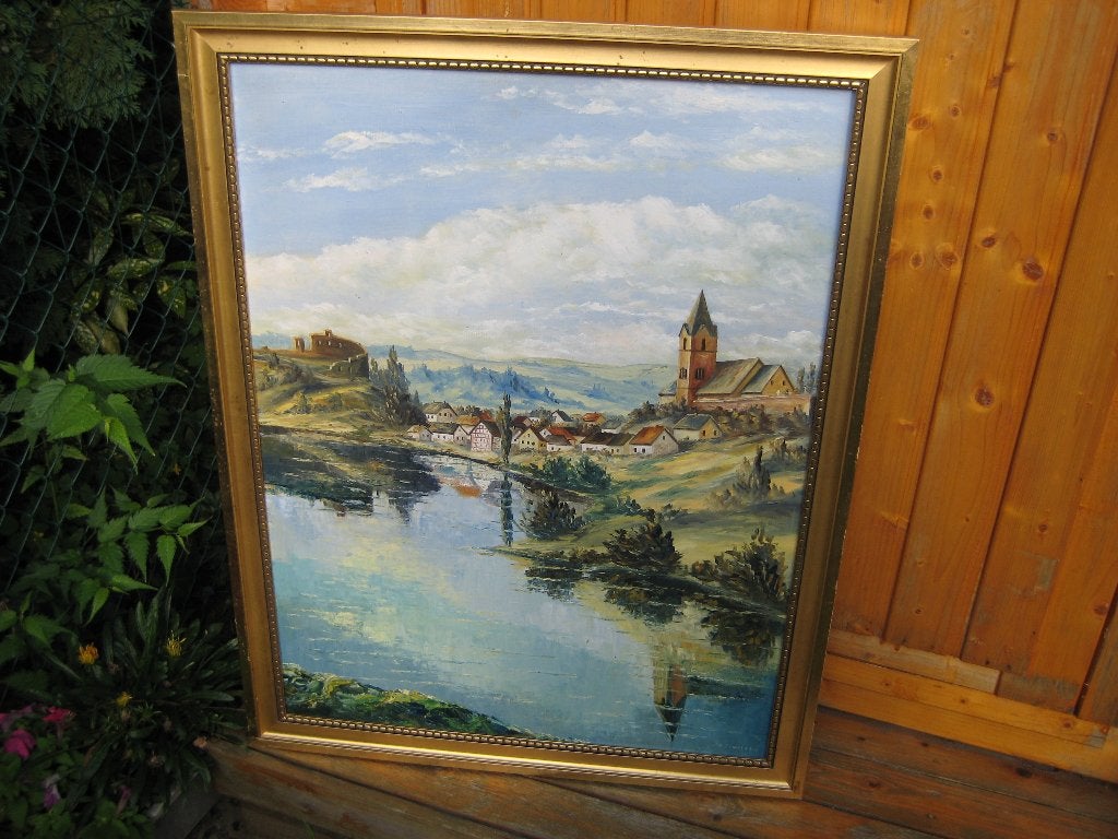 Olieschilderij Ulmener Maar (Daun), Antiek en Kunst, Ophalen of Verzenden